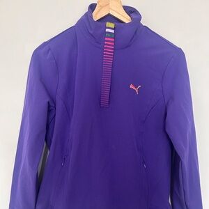 Puma Purple Pullover Jacket with Pink Logo and Multicolor Trim